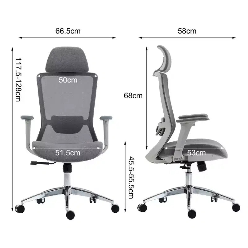Sedia da Ufficio Ergonomica con Schienale Alto in Rete, Inclinazione 120°, Girevole a 360°, Base in Nylon, Altezza Regolabile