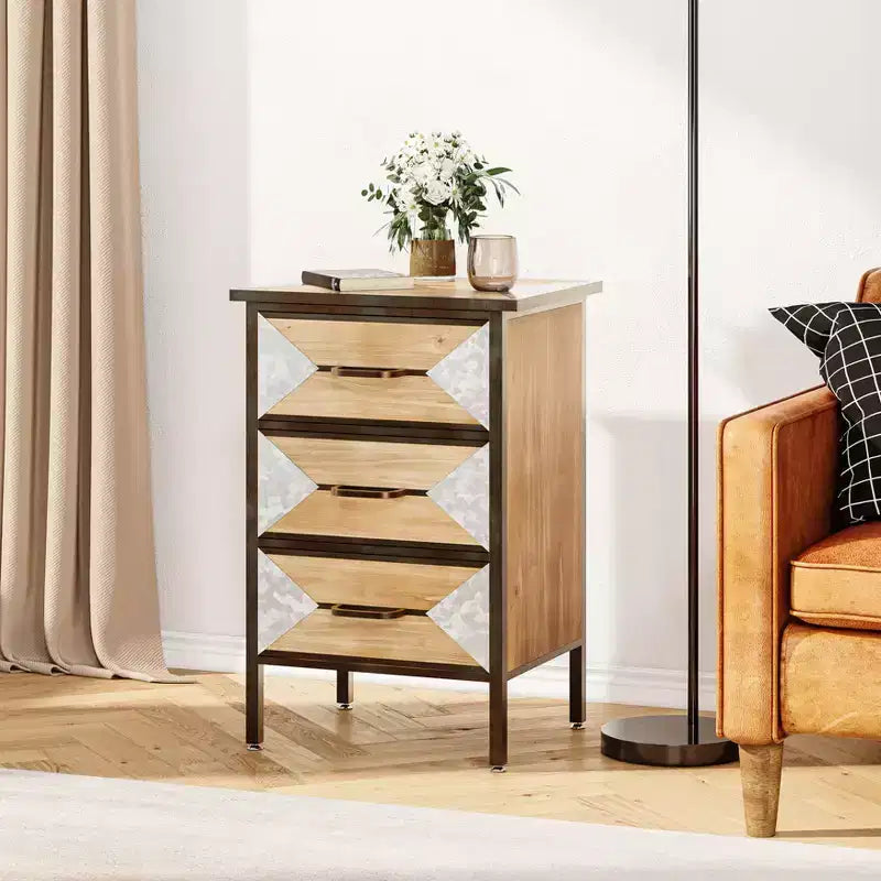 Mobile contenitore in legno con 3 cassetti, consolle da appoggio – 68,5 cm (A) x 45 cm (L) x 35 cm (P)