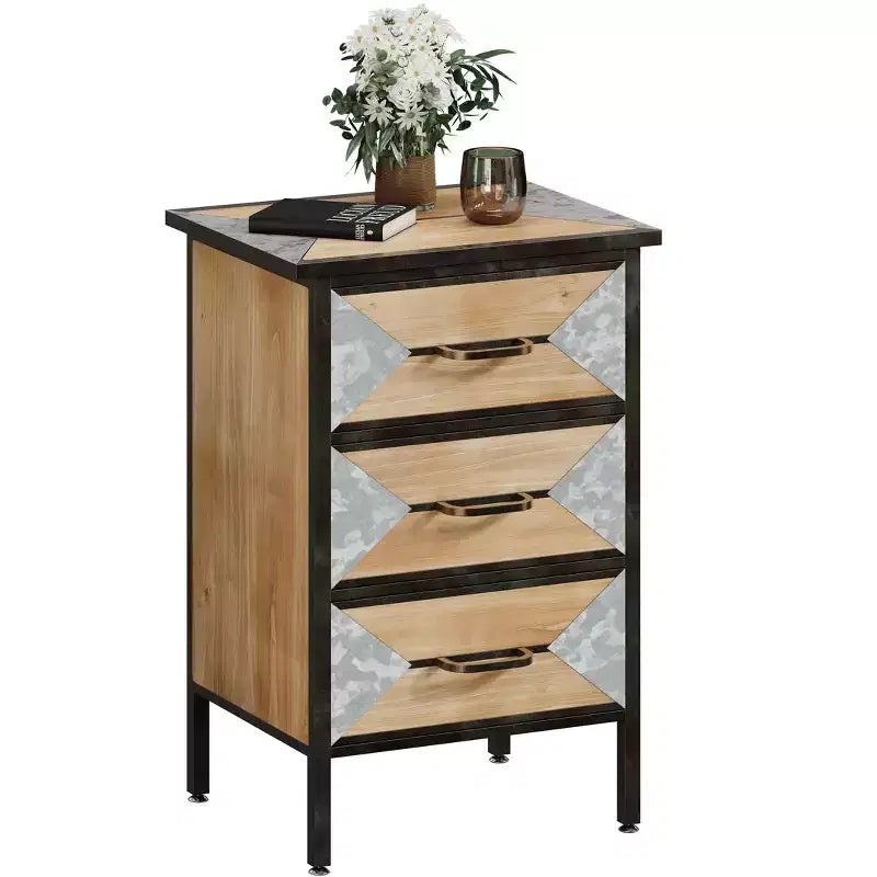 Mobile contenitore in legno con 3 cassetti, consolle da appoggio – 68,5 cm (A) x 45 cm (L) x 35 cm (P)