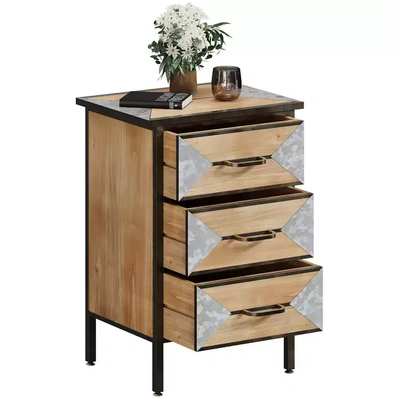 Mobile contenitore in legno con 3 cassetti, consolle da appoggio – 68,5 cm (A) x 45 cm (L) x 35 cm (P)