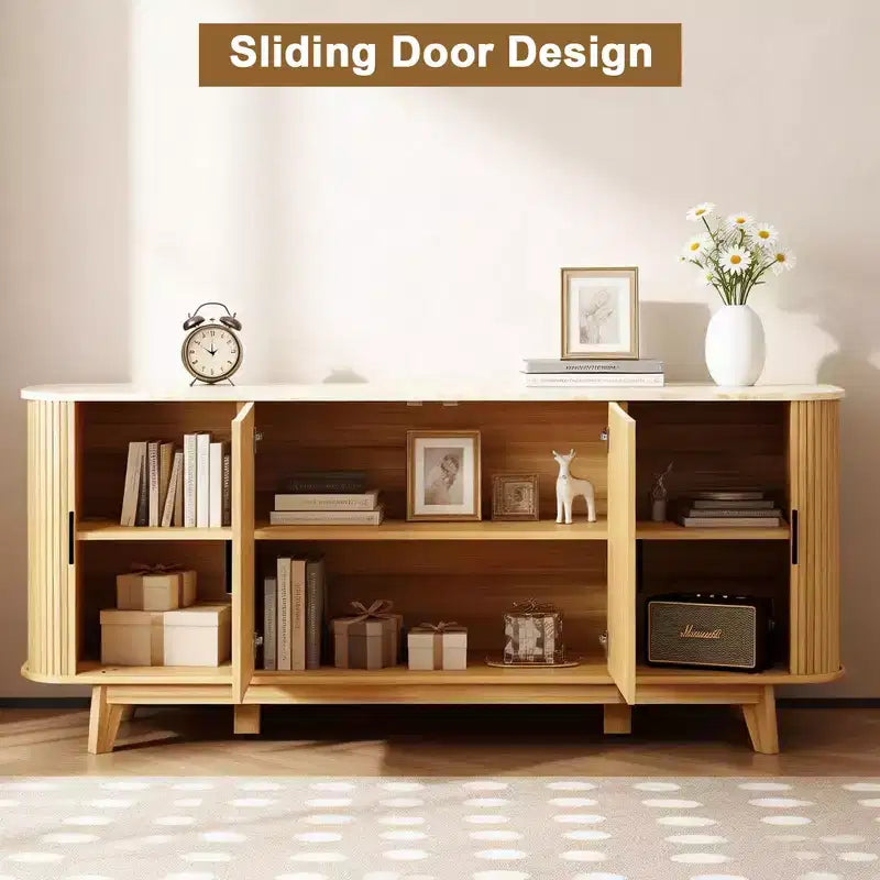 Credenza con ripiani regolabili, colori multipli – Mobile contenitore da soggiorno autoportante