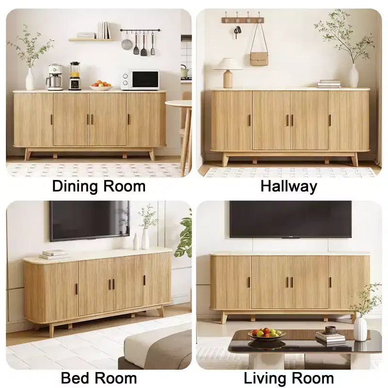 Credenza con ripiani regolabili, colori multipli – Mobile contenitore da soggiorno autoportante