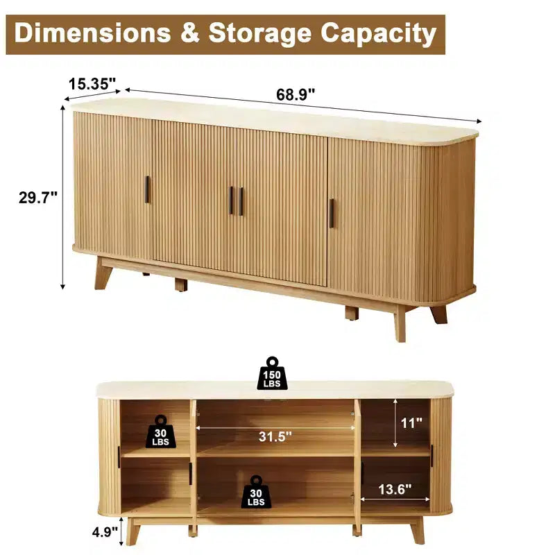 Credenza con ripiani regolabili, colori multipli – Mobile contenitore da soggiorno autoportante