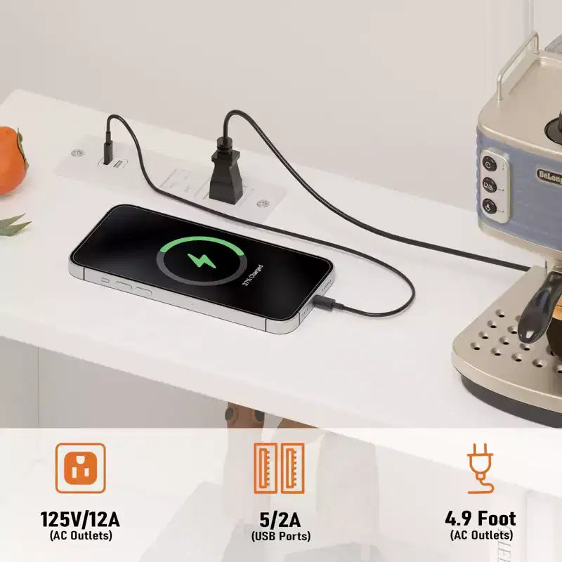 Mobiletto da caffè da 47,2 pollici con prese di corrente, 2 cassetti, 4 ante e ripiani – Credenza a buffet