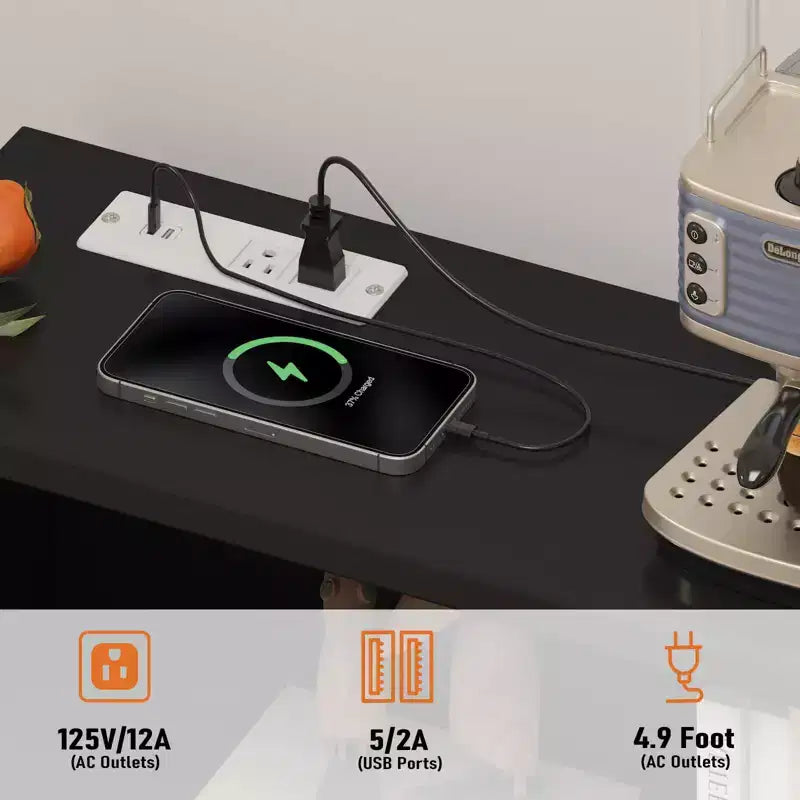 Mobiletto da caffè da 47,2 pollici con prese di corrente, 2 cassetti, 4 ante e ripiani – Credenza a buffet