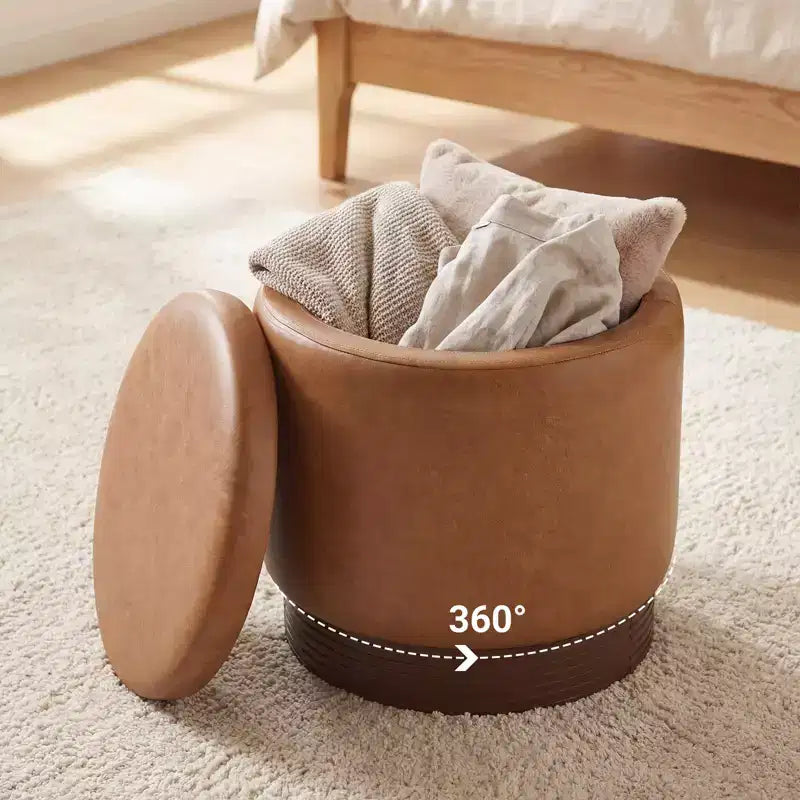 Poggiapiedi girevole a 360° con vano portaoggetti nascosto, similpelle, capacità di carico 180 kg