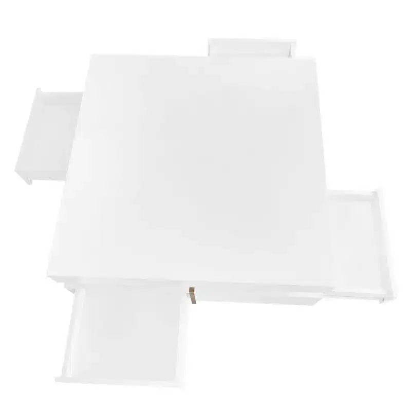 Tavolino quadrato lucido con 4 cassetti – H 34,8 cm x L 80 cm x P 80 cm, Bianco, Truciolato