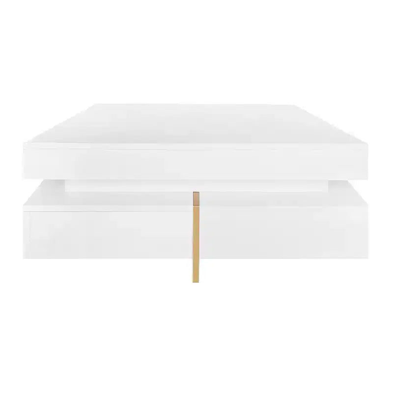 Tavolino quadrato lucido con 4 cassetti – H 34,8 cm x L 80 cm x P 80 cm, Bianco, Truciolato