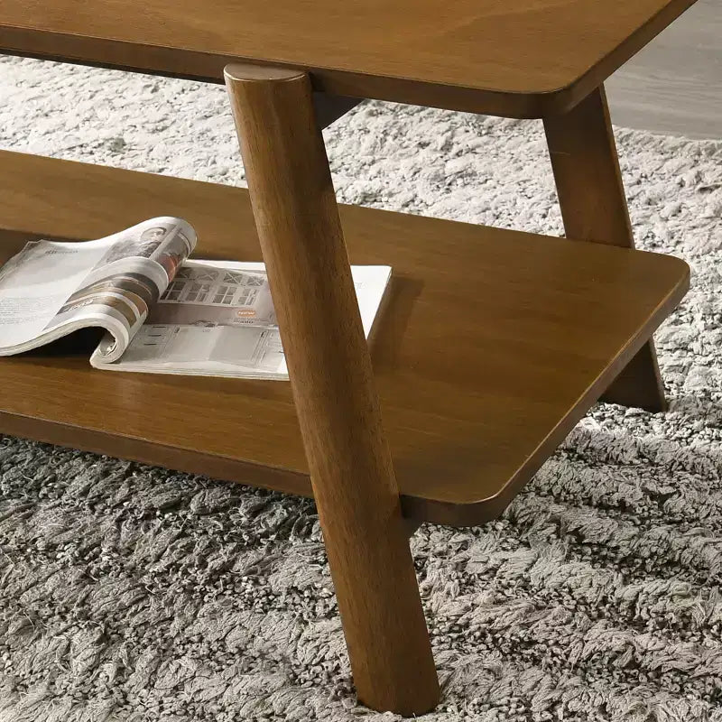 Tavolino in legno Mid-Century Modern con ripiano aperto – Finitura noce