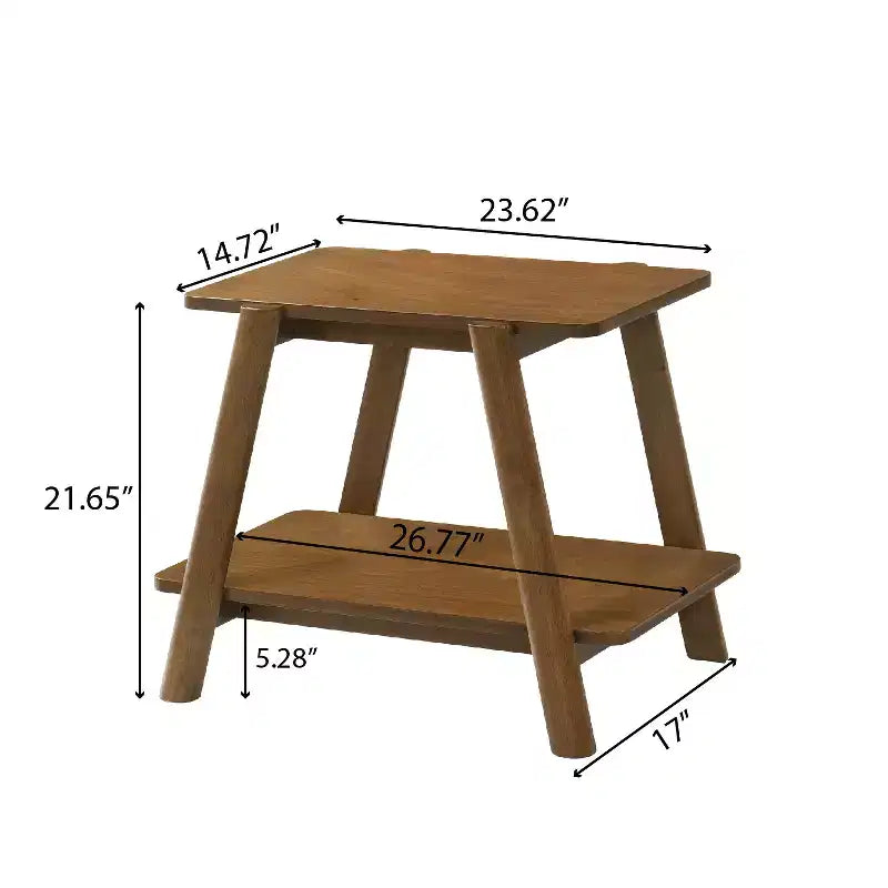 Tavolino in legno Mid-Century Modern con ripiano aperto – Finitura noce