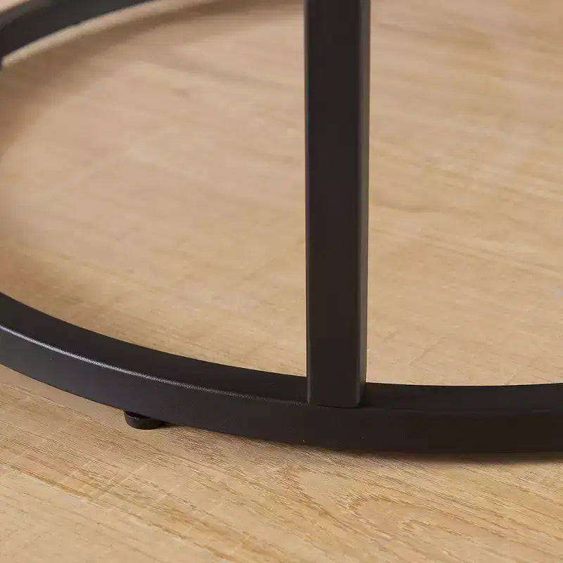 Tavolino da caffè rotondo con nido, 60 cm, finitura effetto cemento grigio – Stile industriale moderno