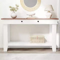 Farmhouse 54Inch Entryway Long Console Table w/ Drawers, Wooden Rectangular Entryway Tables w/Open Storage Shelf, Sofa Table Behind Couch, Foyer Table
